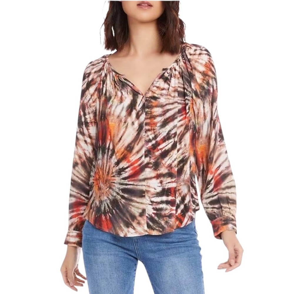Karen Kane Multicolor Tie-Dye “Sandstone” Peasant Blouse NWT